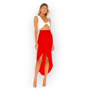 New Revolve Superdown Arielle Slit Maxi Skirt Bright Red Small